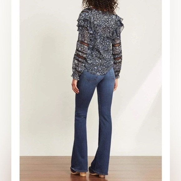 Veronica Beard Penny Floral-Print Black Multi Silk-Chiffon Habotai Blouse EUC 0 - Picture 3 of 12